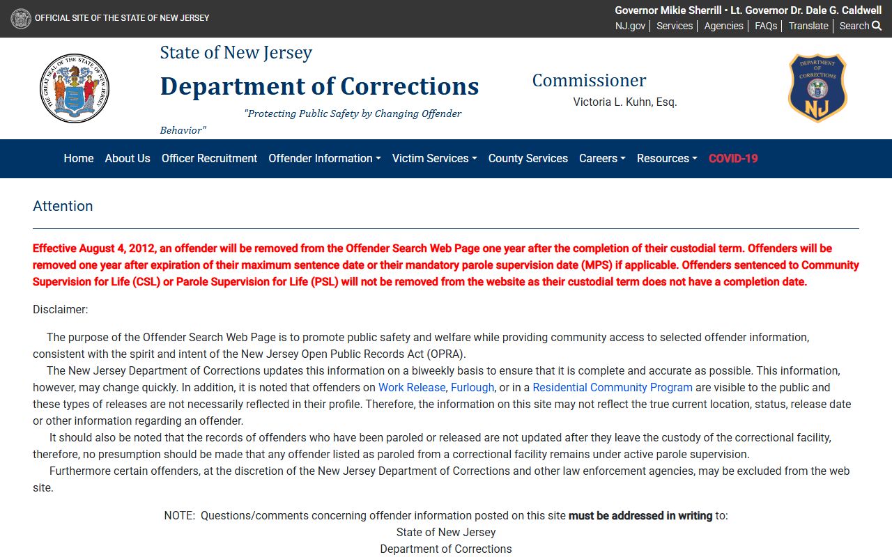 Bayside State Prison NJDOC inmate search portal