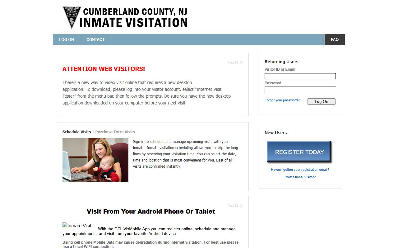 Cumberland County Jail video visitation login portal