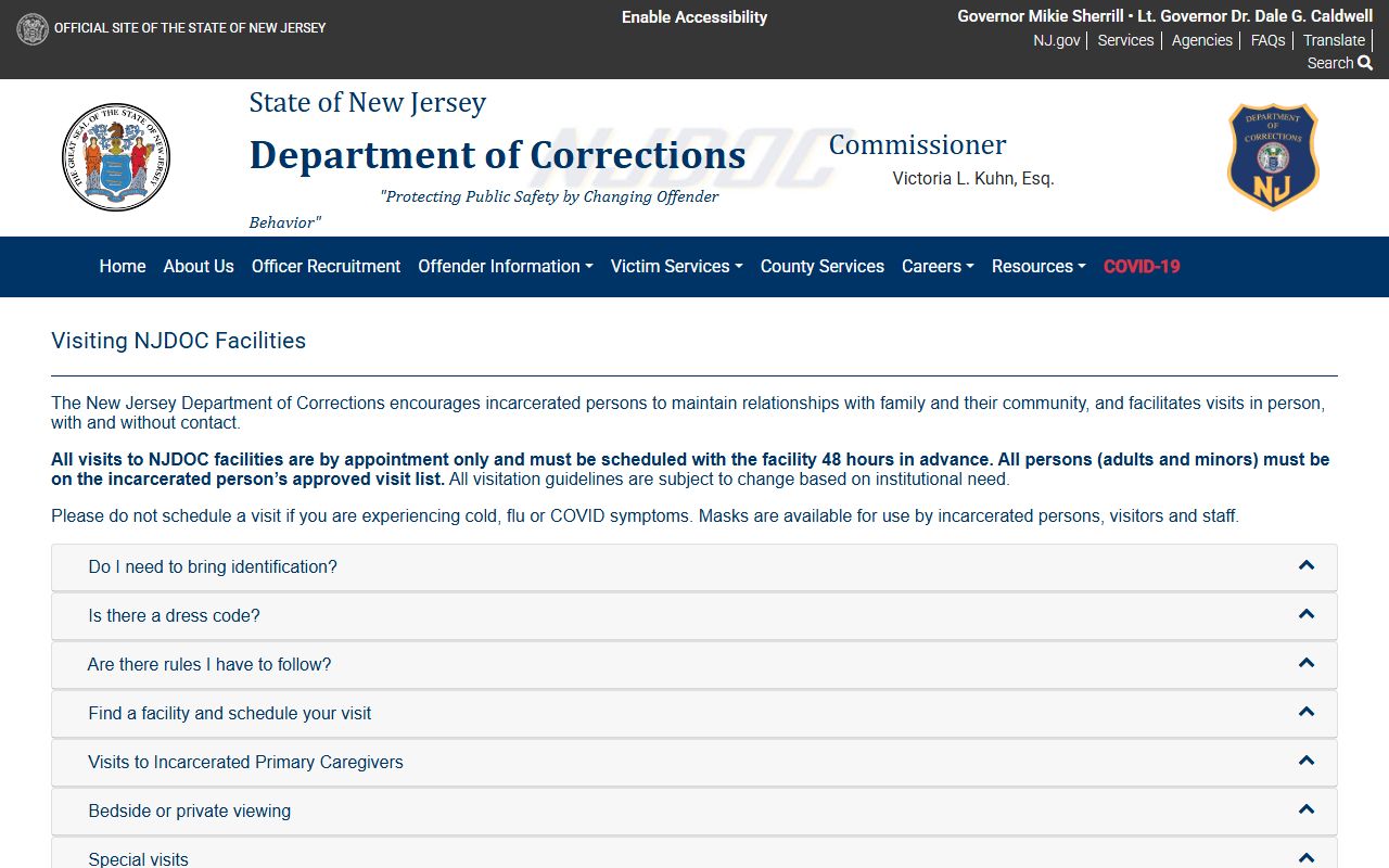 Bayside State Prison NJDOC visitation scheduling information